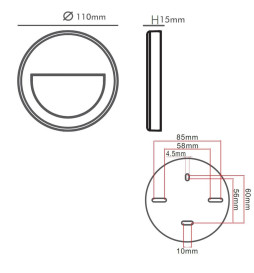 LED-varningsljus - Slim - 3W - Svart Cirkulär - Yta - Inomhus Utomhus - IP65