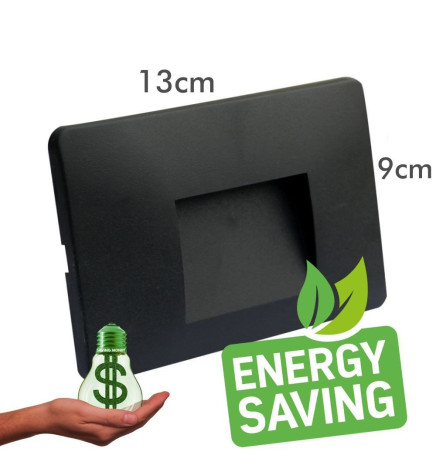 Balise LED - Slim - 3W - Rectangulaire Noir - Surface - Intérieur Extérieur - IP65