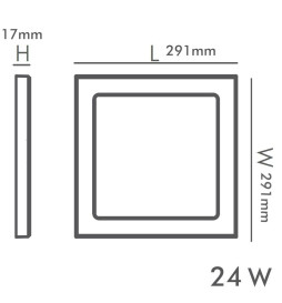 Downlight + LED Ceiling Light - Square - MOSS WHITE- 24W ADJUSTABLE - Selectable CCT Color