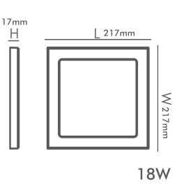 Downlight + LED Ceiling Light - Square - MOSS WHITE - 18W ADJUSTABLE - Selectable CCT Color