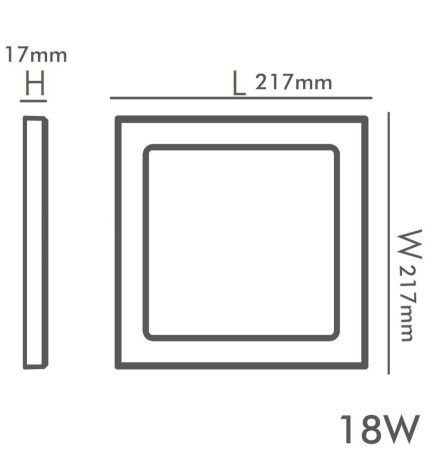 Downlight + LED Ceiling Light - Square - MOSS WHITE - 18W ADJUSTABLE - Selectable CCT Color