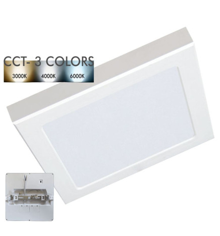 Downlight + LED-loftlampe - Firkant- MOSS HVID - 24W JUSTERBAR - Vælgbar CCT-farve