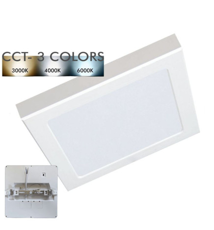 Downlight + LED Ceiling Light - Square - MOSS WHITE - 18W ADJUSTABLE - Selectable CCT Color