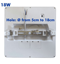 Downlight + LED Ceiling Light - Square - MOSS WHITE - 18W ADJUSTABLE - Selectable CCT Color