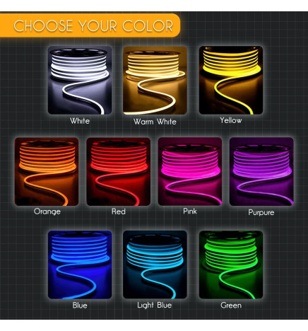 Neon LED - 5 metros - Roxo - LED 6mm - 12V - Corte 2,5cm