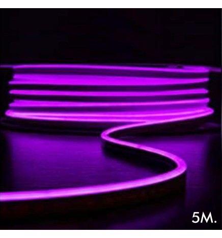 Neon LED - 5 metros - Roxo - LED 6mm - 12V - Corte 2,5cm