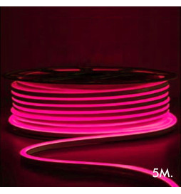 LED-neon - 5 meter - ROSA - LED 6 mm - 12V - Skær 2,5 cm
