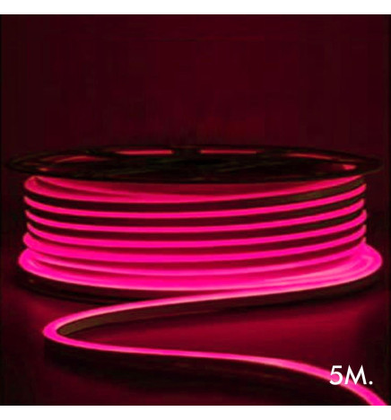LED-neon - 5 meter - ROSA - LED 6 mm - 12V - Skær 2,5 cm