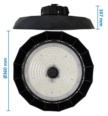 200W-150W -100W  High Bay LED UFO DIAMOND  SOSEN Driver - Dimmable 1-10V - 170lm/w - IP65
