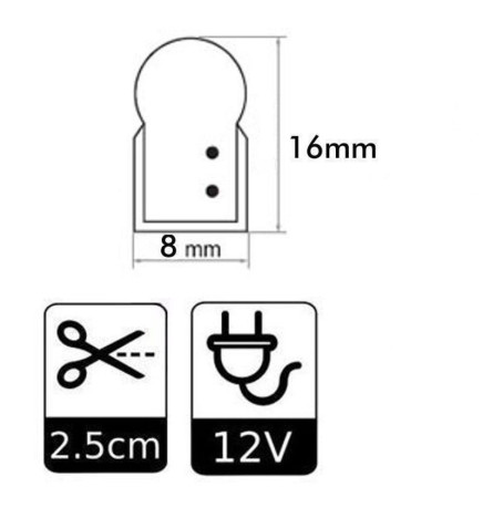8W Neon Joustava LED 12V 25m 8mm Vihreä