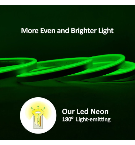 Neon LED - 5 metros - VERDE - LED 6mm - 12V - Corte 2,5cm