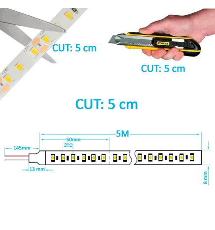 Striscia LED 24V | CRI ELITE | 240 LED/m | 5m | SMD2835 | 1600Lm |11W/M | CRI98 | IP20
