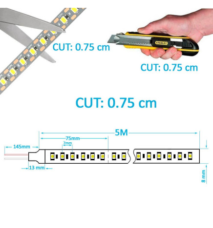 Tira LED 24V |130 LED/m | 5m | SMD2835 | 950Lm |11W/M | CRI93 | IP20