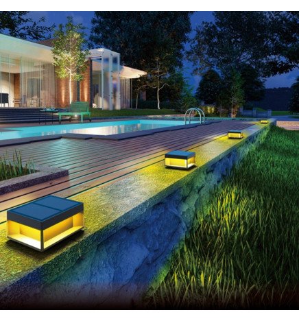 Luminária Solar LED 5W Chip - Parede - Quadrada - Alumínio - 20x20cm
