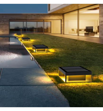 Luminária Solar LED 5W Chip - Parede - Quadrada - Alumínio - 20x20cm