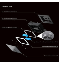 Baliza Solar LED 5W Chip - Sobremuro -  Cuadrada - Aluminio - 20x20cm