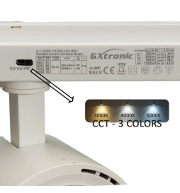 LED TrackLight - single-phase rails -  40W-26W - ROME - GxTronic Driver - Adjustable Optics 24º-60º -UGR13- CCT