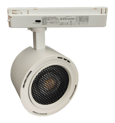 LED TrackLight - single-phase rails -  40W-26W - ROME - GxTronic Driver - Adjustable Optics 24º-60º -UGR13- CCT