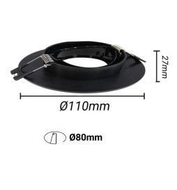 Circular Ring - Black - Adjustable for GU10