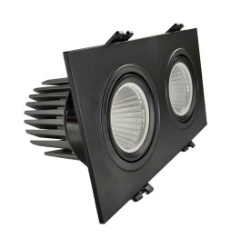 30W LED Downlight - Adjustable - BLACK Double - CRI+92 - UGR13