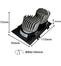 LED Downlight 30W - Justerbar -  SVART - Dubbel -CRI+92 - UGR13