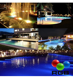 Lampadina LED RGB sommergibile 36W PAR56 - DC12V - IP68 + Controller  + Telecomando  - Acciaio 316 - RESISTENTE AGLI URTI - IK10