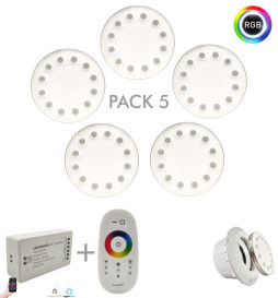Pack 5 - RGB Submersible LED Bulbs 36W PAR56 - DC12V - IP68 - Steel316 - IK10- Pool