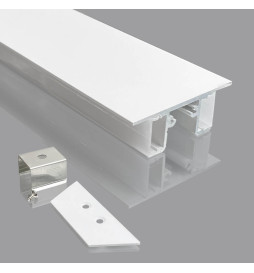 Aluminum Profile - WHITE - DOUBLE LIGHT for LED Strip - 2 Meters