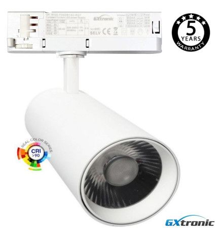 LED Tracklight  40W - 34W - FARUM - White-  3-PHASE Rails - CRI+92 - UGR13 - HIGH LUMEN 140Lm/W