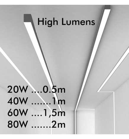 Plafoniera LED lineare - MONACO DI BAVIERA ARGENTO - 0.5m - 1m - 1.5m - 2m - IP20