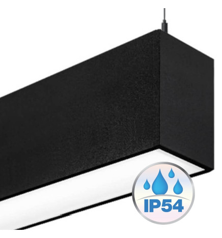 Lineær lampe LED - vedhæng - MÜNCHEN SORT - 0,5m - 1m - 1,5m - 2m - IP54 - dæmpbar