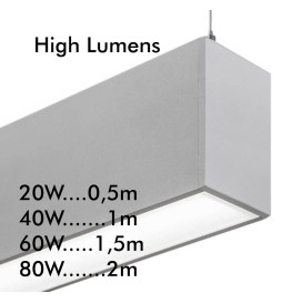 Lampada lineare Sospensione - MONACO DI BAVIERA ARGENTO - 0.5m - 1m - 1.5m - 2m - IP20