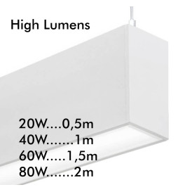 Linearlampe Pendelleuchte - MÜNCHEN WEISS - 0,5 m - 1 m - 1,5 m - 2 m - IP20