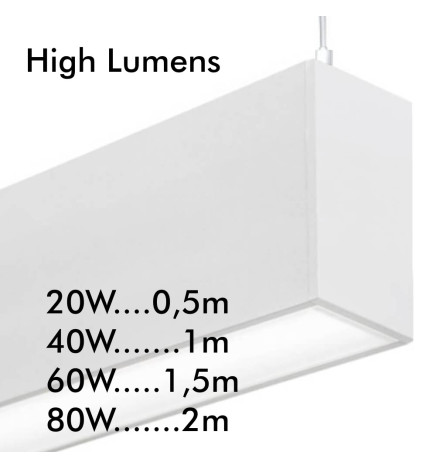 Lâmpada linear Pendente - MUNIQUE BRANCO - 0,5m - 1m - 1,5m - 2m - IP20