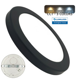 Plafón Circular Negro MOSS 18W Lámpara Empotrable Ajustable - CCT