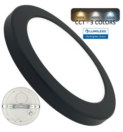 Plafón Circular Negro MOSS 24W Lámpara Empotrable Ajustable - CCT