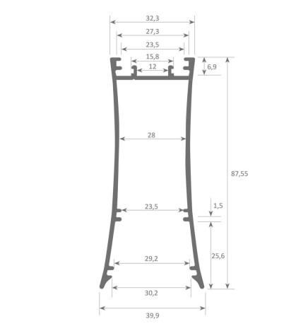Lineær lampe LED - vedhæng - LOLA elfenben - 0,5 m - 1m - 1,5m - 2m