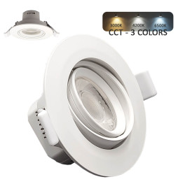 Downlight LED 7W - Rond Blanc - Réglable - CCT Couleur Sélectionnable
