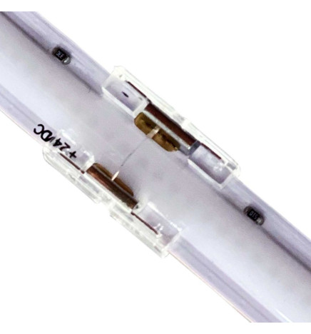 Conector Transparente para unión tiras LED COB + SMD - 10mm - IP20