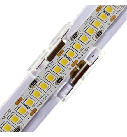 Conector Transparente para unión tiras LED COB + SMD - 10mm - IP20