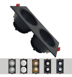 Aro Embutido duplo Basculante OCULUS preto para Lâmpadas GU10