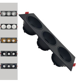 Triple Recessed Adjustable Frame OCULUS Black for GU10 Bulbs