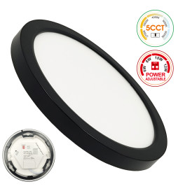 Black Circular Ceiling Light BONN CCT Ø135mm - Adjustable Recessed Lamp