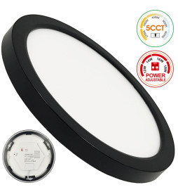 Black Circular Ceiling Light BONN CCT Ø225mm - Adjustable Recessed Lamp