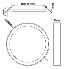 Plafón Circular Blanco BONN CCT Ø125mm - Lámpara Empotrable Ajustable