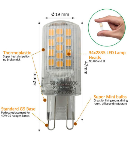 G9 LED lyspære 5W Chip Lumileds