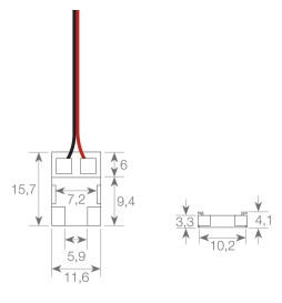 Transparent connector for COB + SMD LED strips - 10mm - IP20