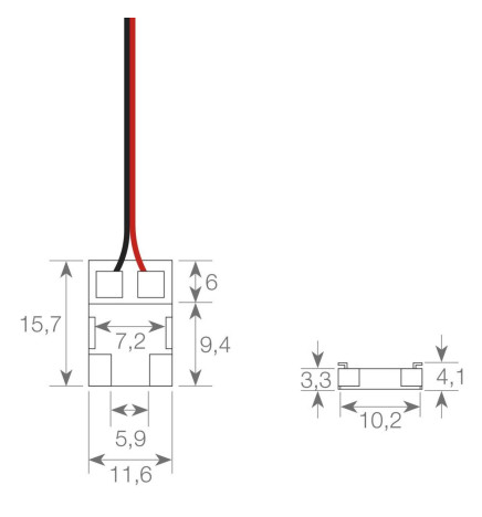 Transparent connector for COB + SMD LED strips - 10mm - IP20