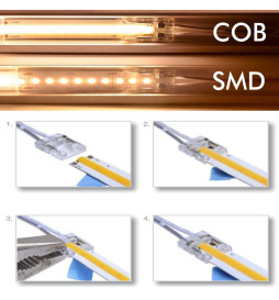 Transparent connector for COB + SMD LED strips - 10mm - IP20