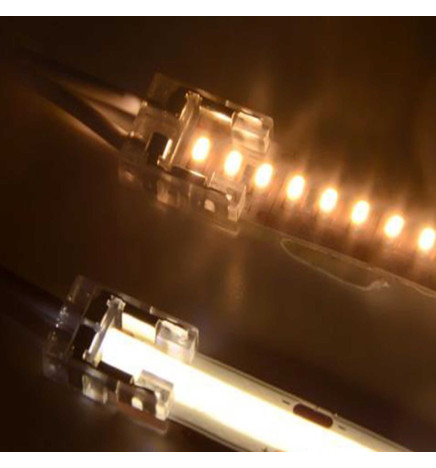 Transparent connector for COB + SMD LED strips - 10mm - IP20